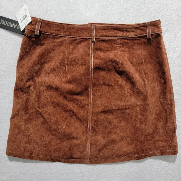 NWT Blank NYC Suede Leather Mini Skirt Pockets Dried Tobacco Brown Women's 27 - Picture 4 of 10